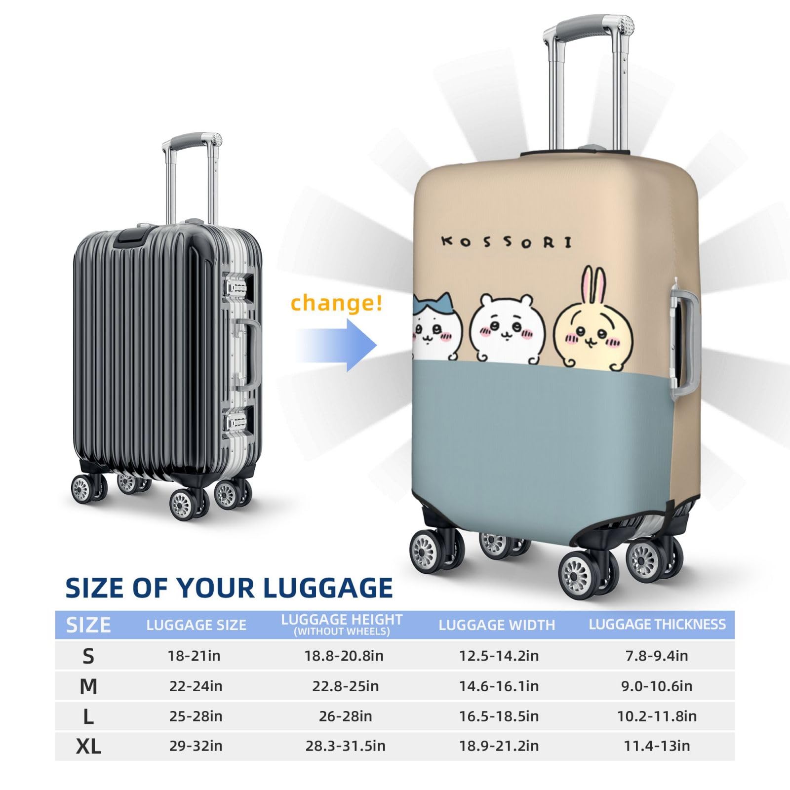 Amazon.co.jp: 荷物カバー ちいかわ ハチワレ スーツケースカバー