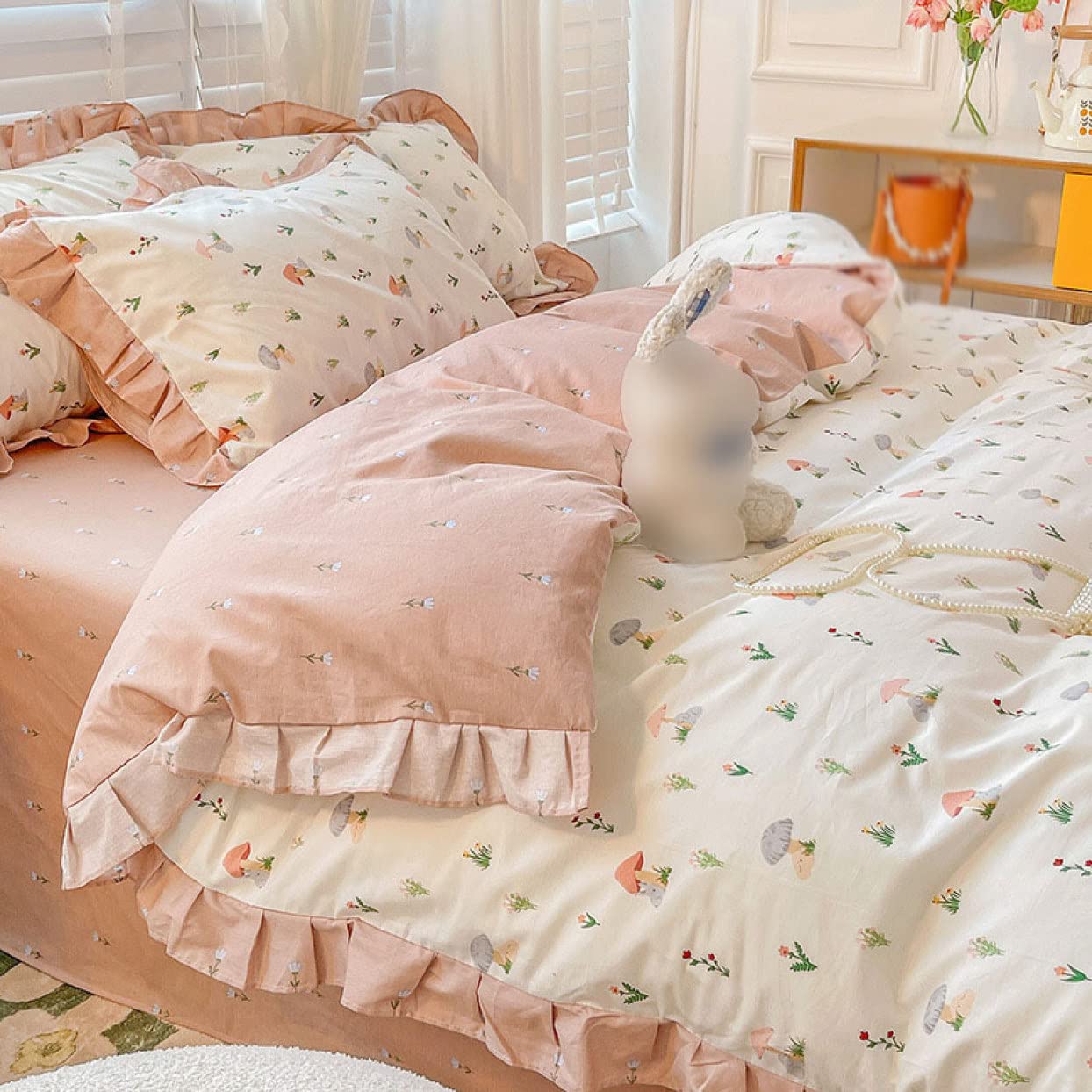 Amazon｜[OceanMap] 布団カバーセット 韓国風 フリル 可愛い いちご柄