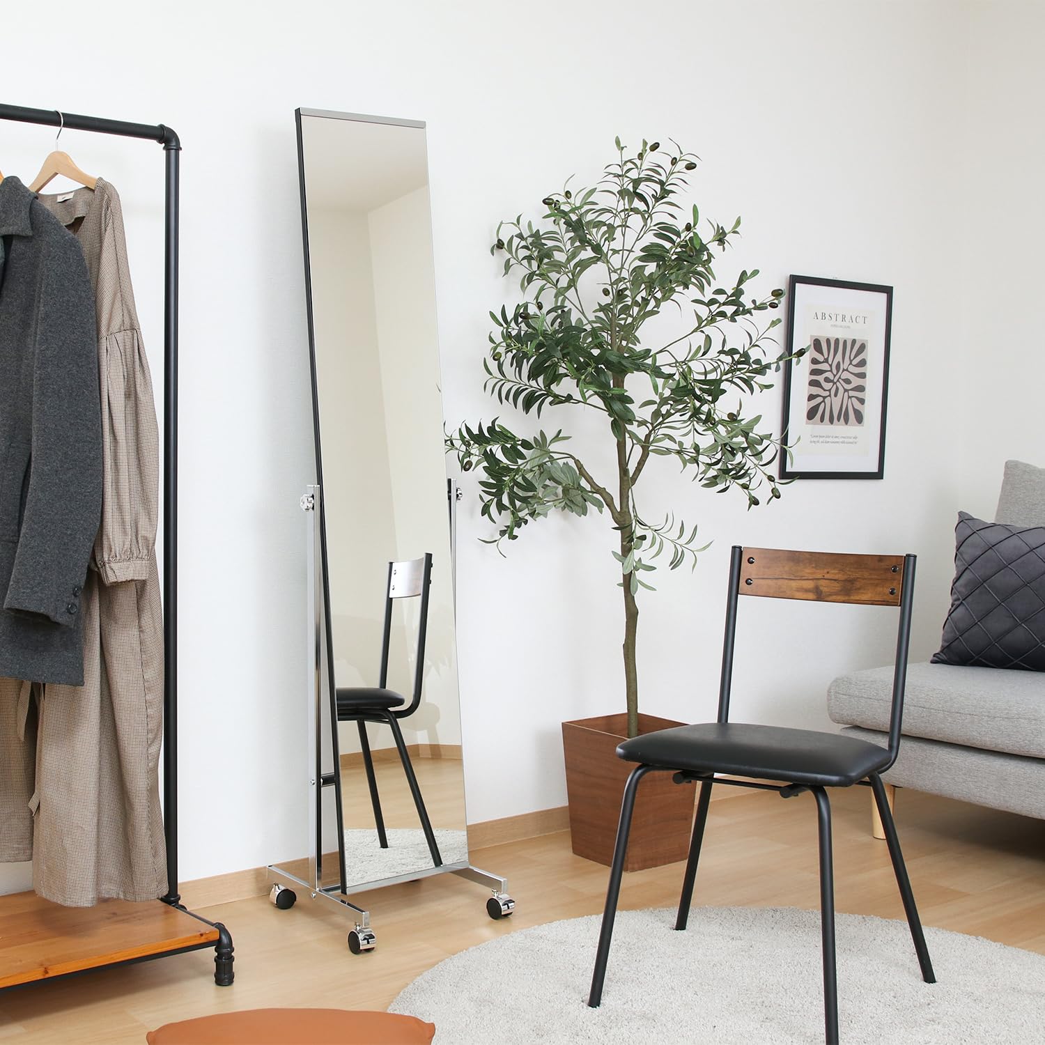 Amazon.co.jp: 不二貿易 スタンドミラー キャスター付き 全身 姿見 鏡
