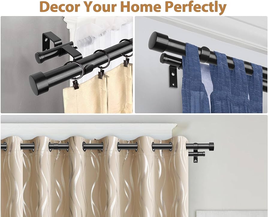 Amazon.com: KAMANINA 1 Inch Double Curtain Rods 66 to 120 Inches
