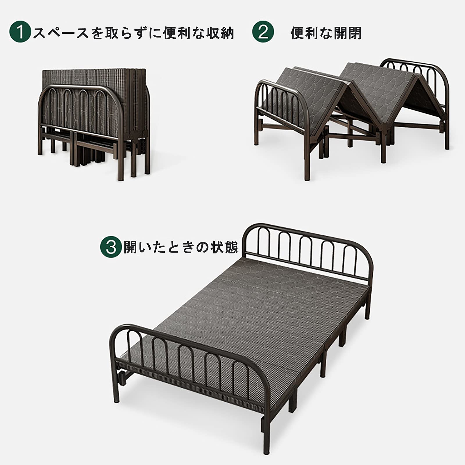 Amazon｜ZQINQC 折りたたみベッド パイプベッド ベッドフレーム