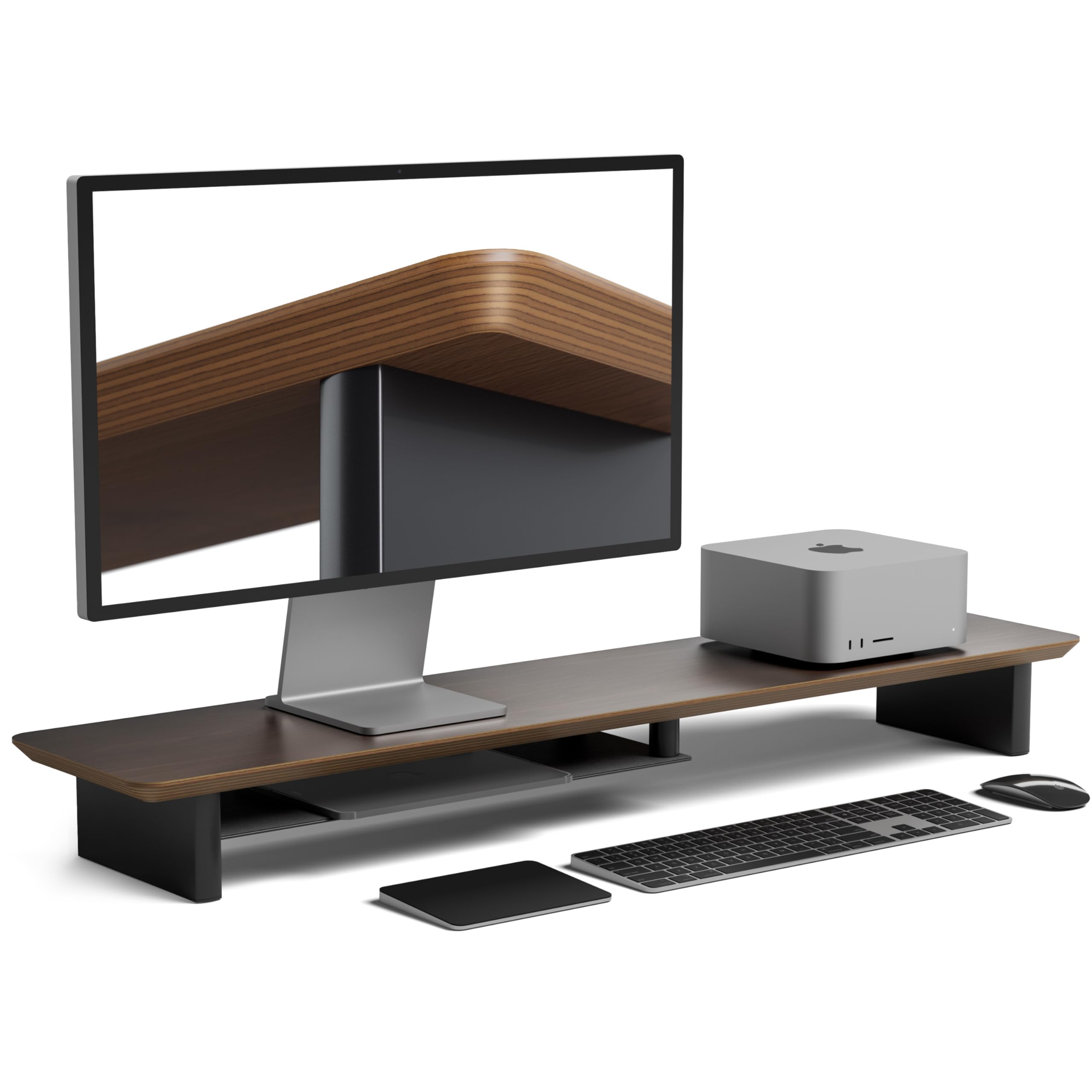 Amazon.co.jp: amesoba Wooden Monitor Stand Tabletop Desk Shelf