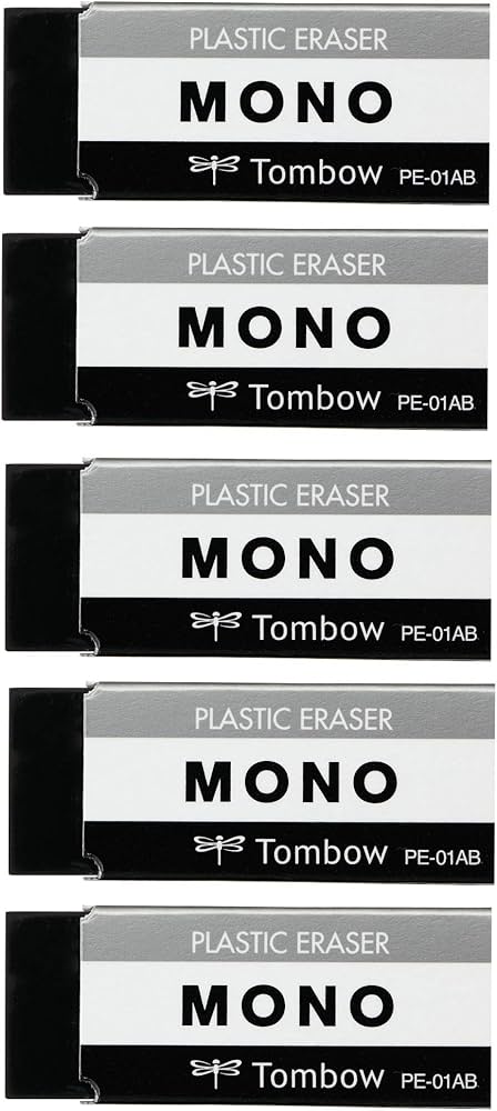 Amazon.co.jp: トンボ鉛筆 消しゴム MONO ブラック 5個 PE01 (43 x