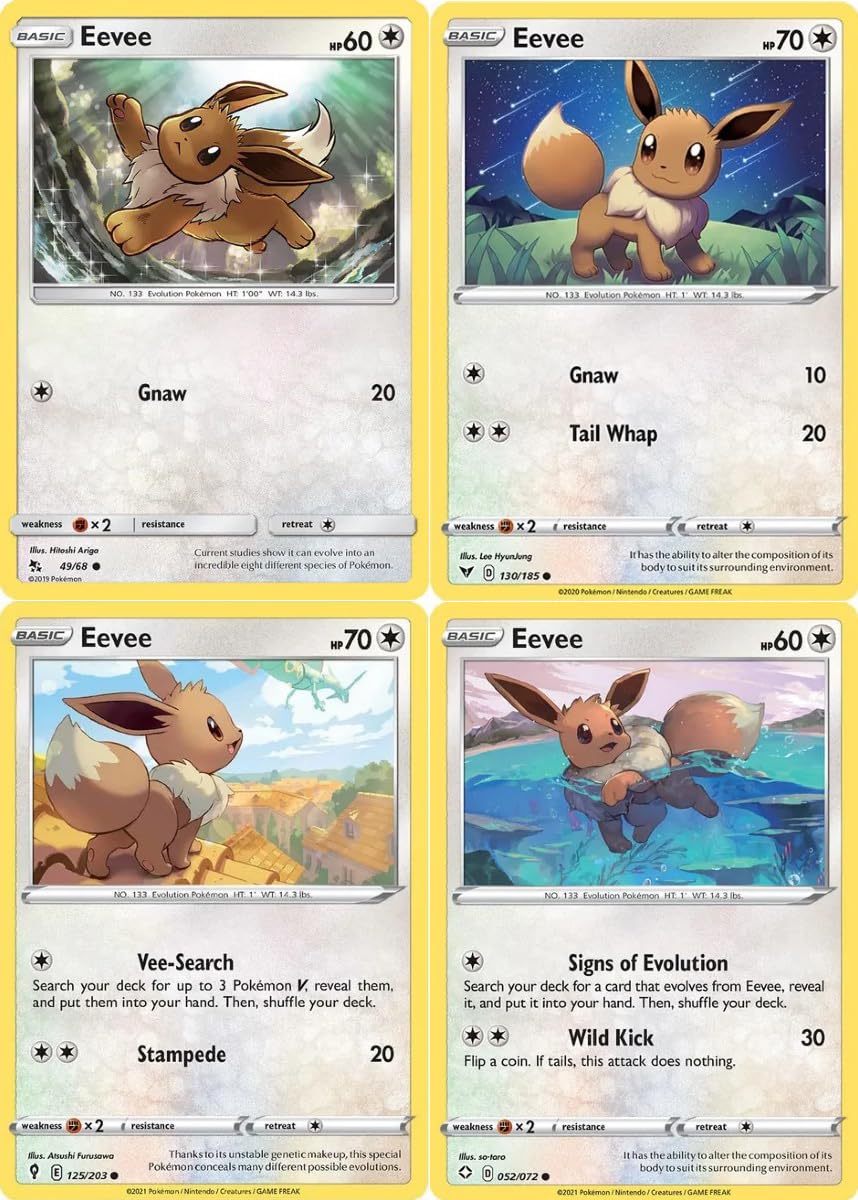 Amazon.com: Eevee - Pokemon - 4 Card Lot - Hidden Fates Vivid
