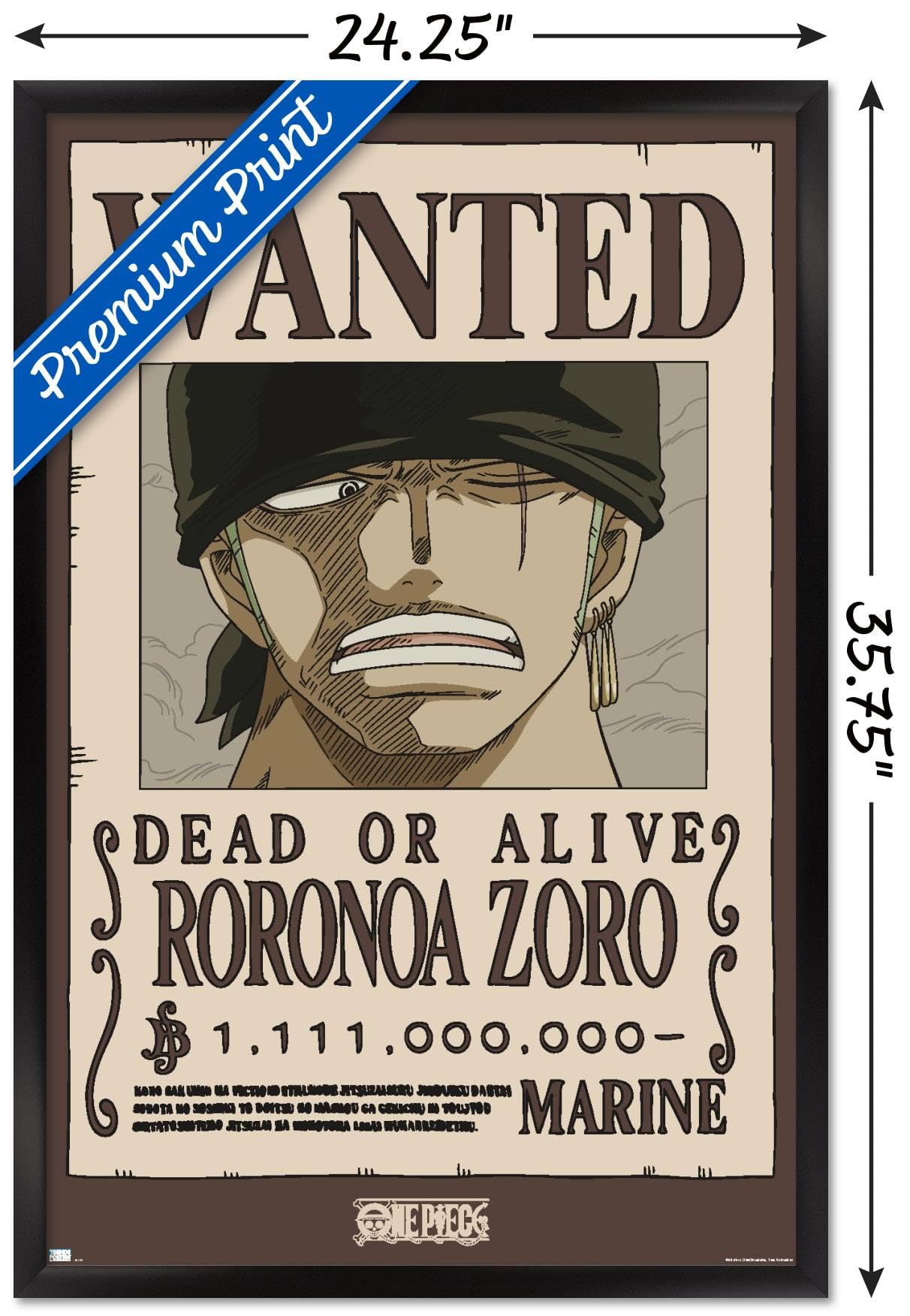 Amazon.com: One Piece - Roronoa Zoro Wanted Poster Wall Poster