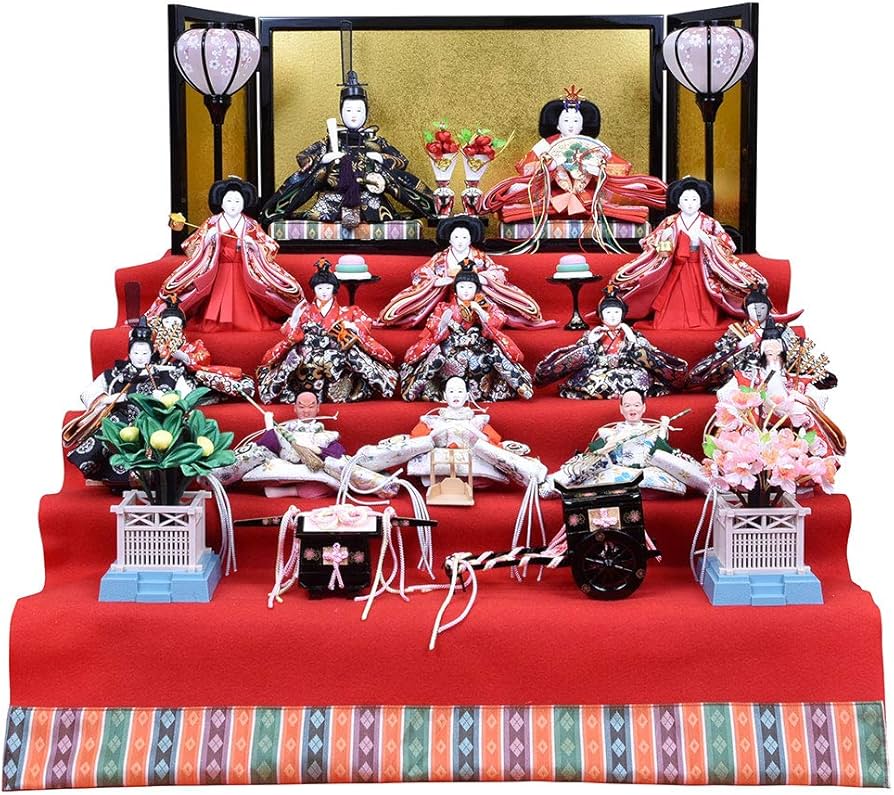 Amazon | 雛人形 5段飾り 15人飾り ひな人形 ミニ コンパクト ミニ