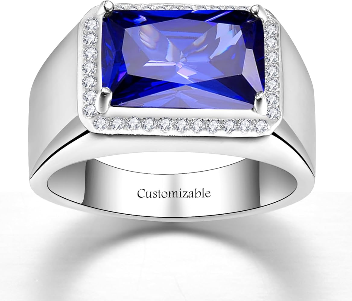 Amazon | Yaresul 7ct 人工サファイア|ブラックオニキスリング 男性用