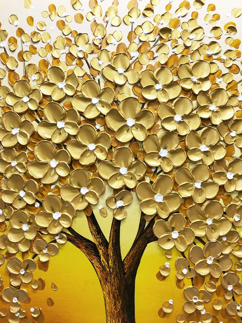 Amazon.com: Yotree 24x36 Inch Golden Flowers Tree Luck Tree Oil