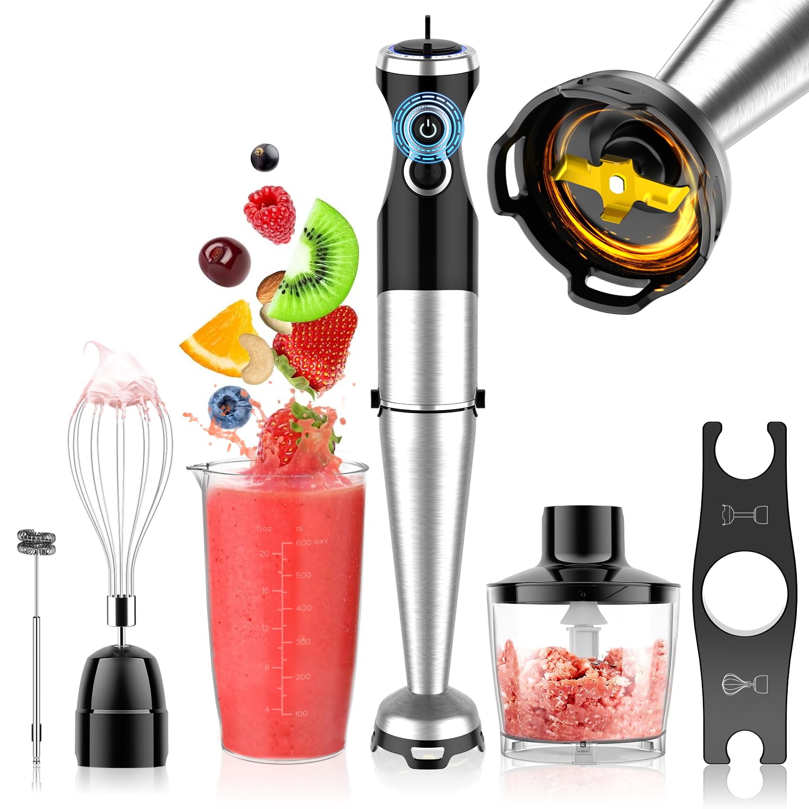 Amazon | 【最新デザイン・チタンコーティング刃】ハンドブレンダー