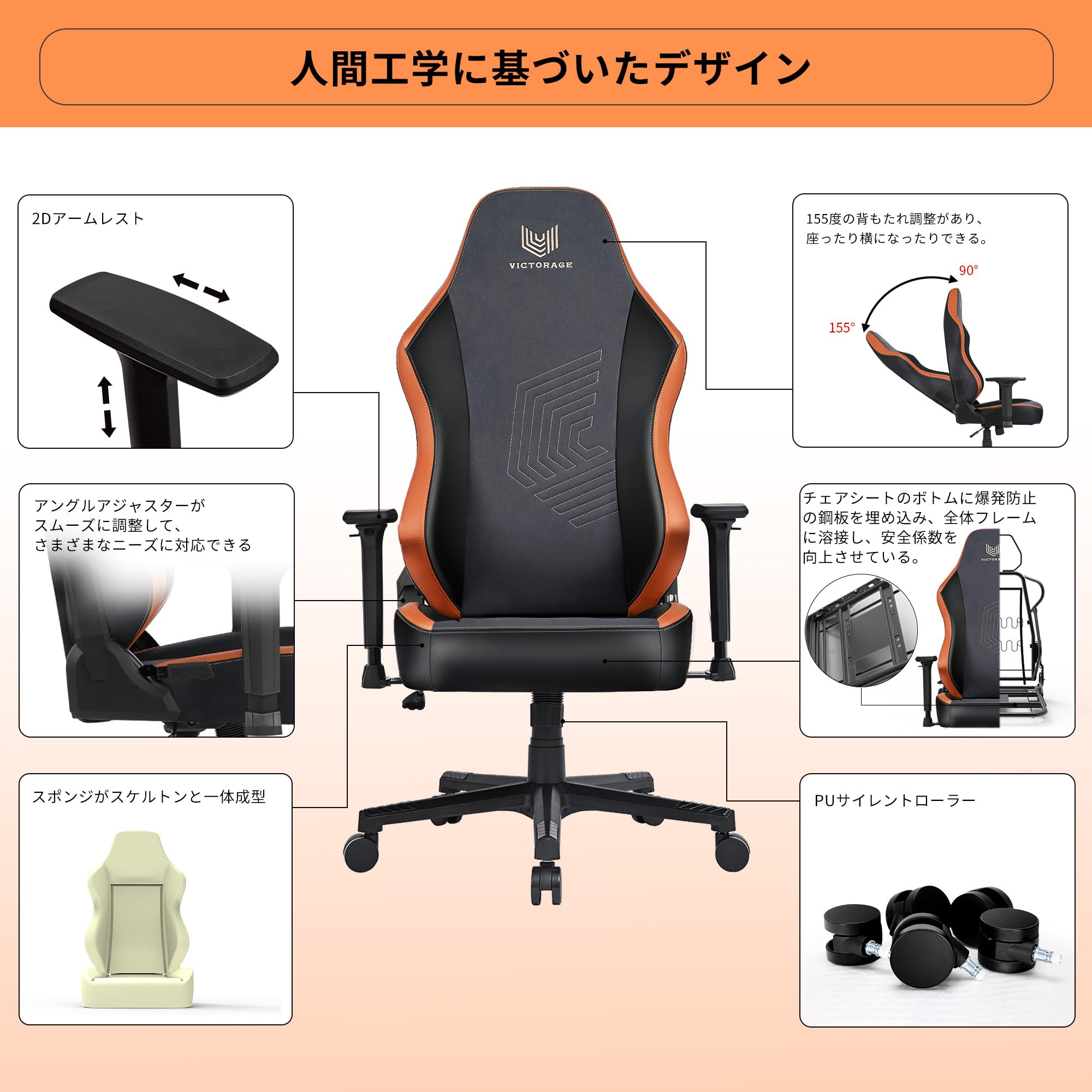 Amazon.co.jp: VICTORAGE ゲーミングチェア オフィスチェア デスク
