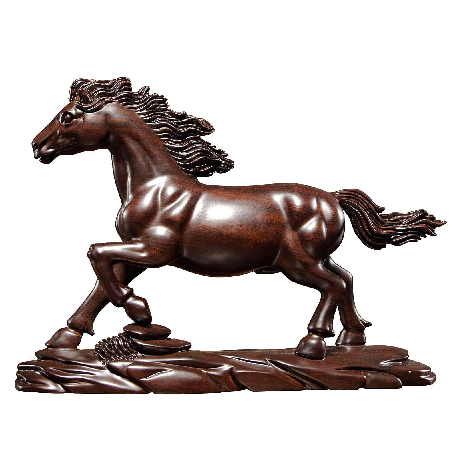 Amazon.co.jp: 置物 オブジェ 馬 高級天然黒檀木彫り 木製彫刻 工芸品