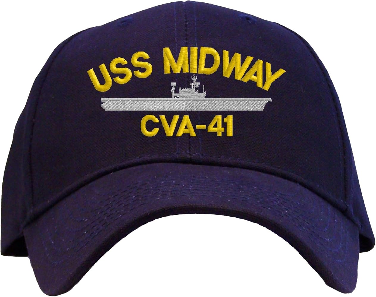 Amazon.com: USS Midway CVA-41 Embroidered Baseball Cap - Navy Blue