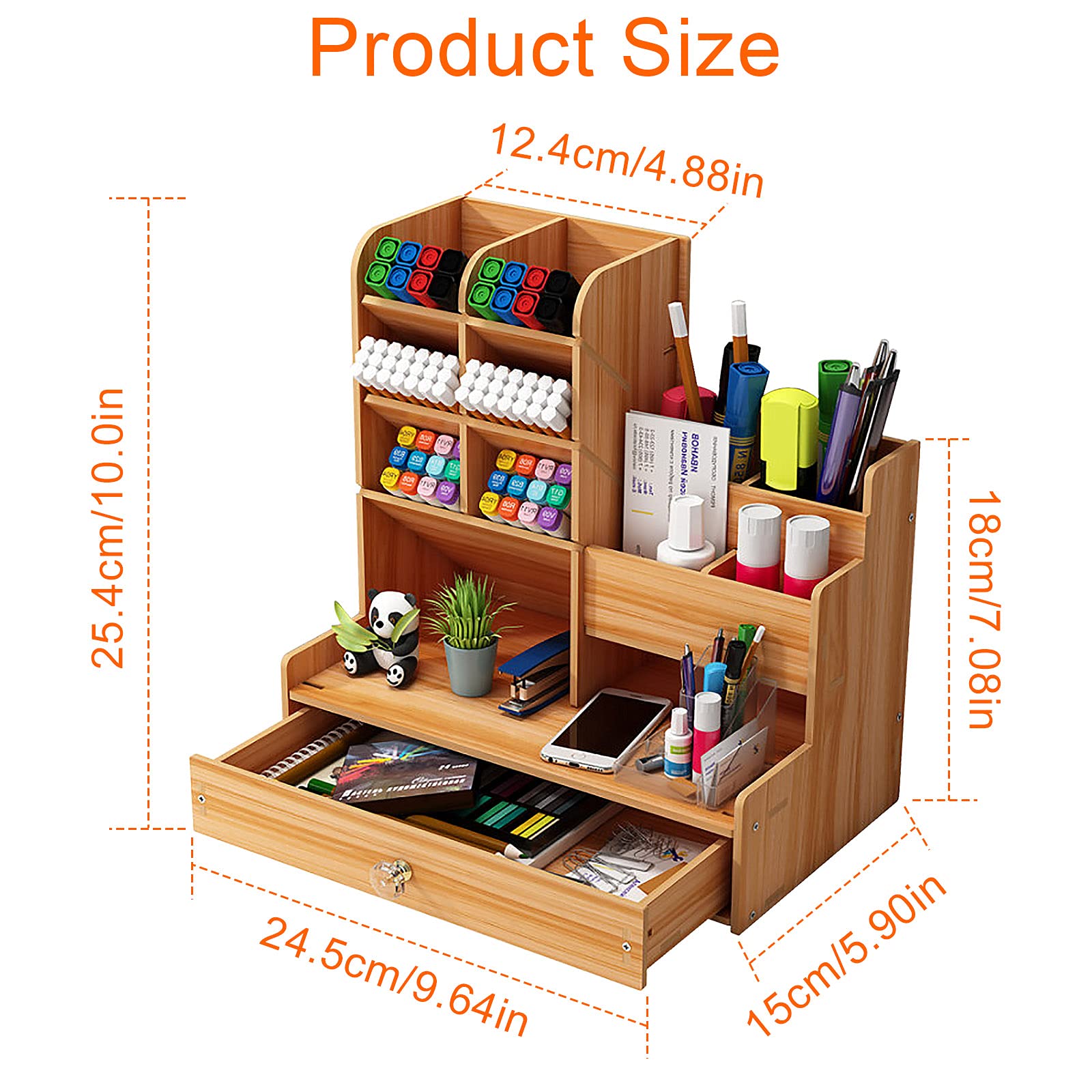 Amazon.co.jp: 引き出し付き木製デスクオーガナイザー DIYデスクトップ