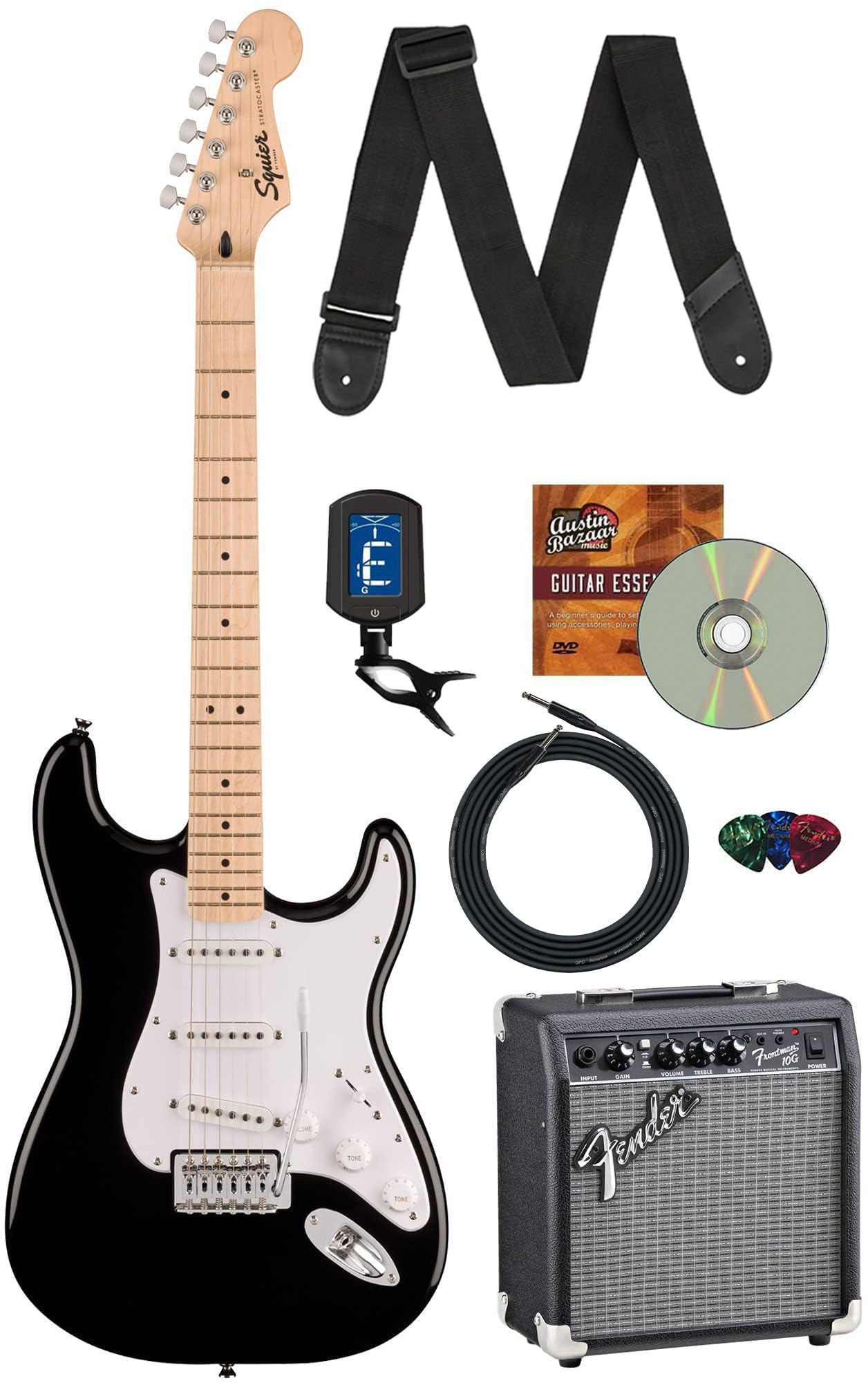 Amazon.com: Fender Squier Sonic Stratocaster - Black Bundle with