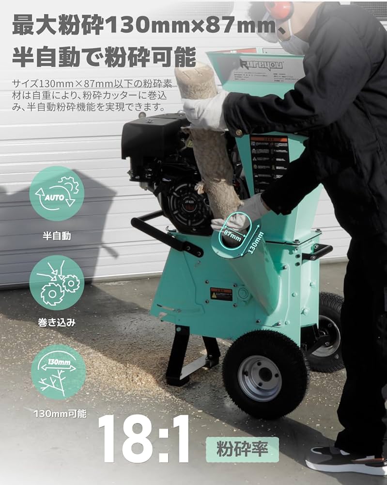 Amazon | ウッドチッパー Kareyouエンジン粉砕機 2ways投入口 竹/木材