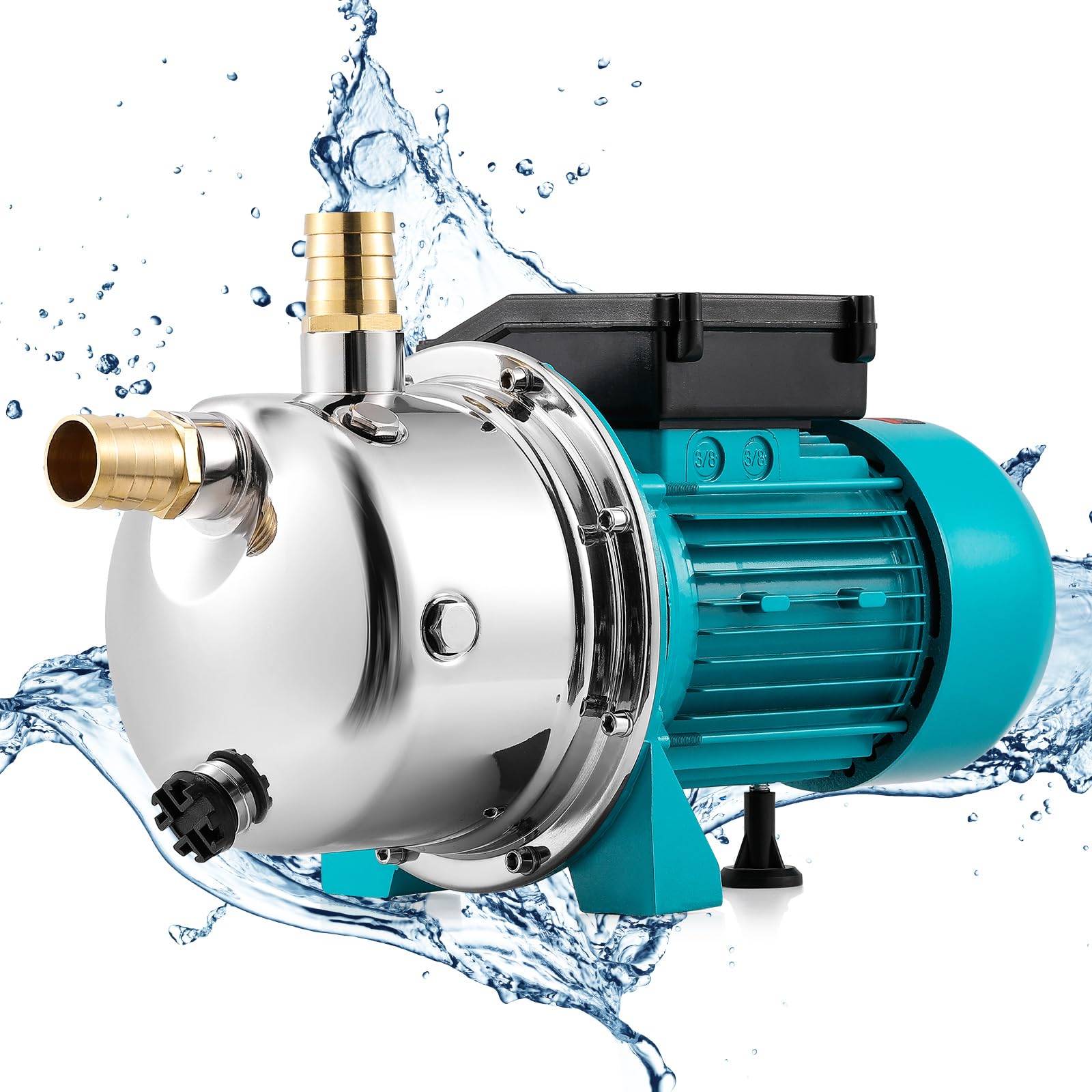 Amazon | Poafamx 電動井戸ポンプ 1200W 最大給水深8-9m 3500L/H 最大