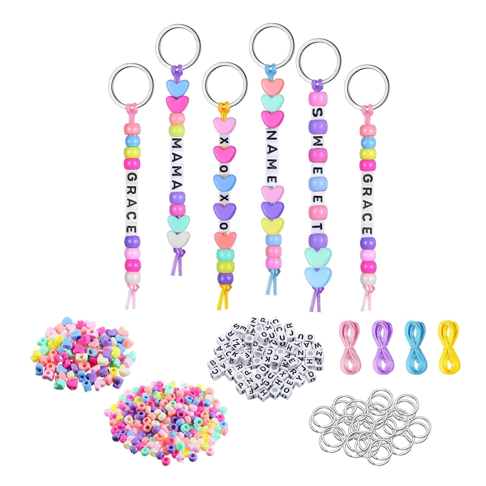 Amazon | LenKeda DIY手作りキーホルダー 566個, アルファベット