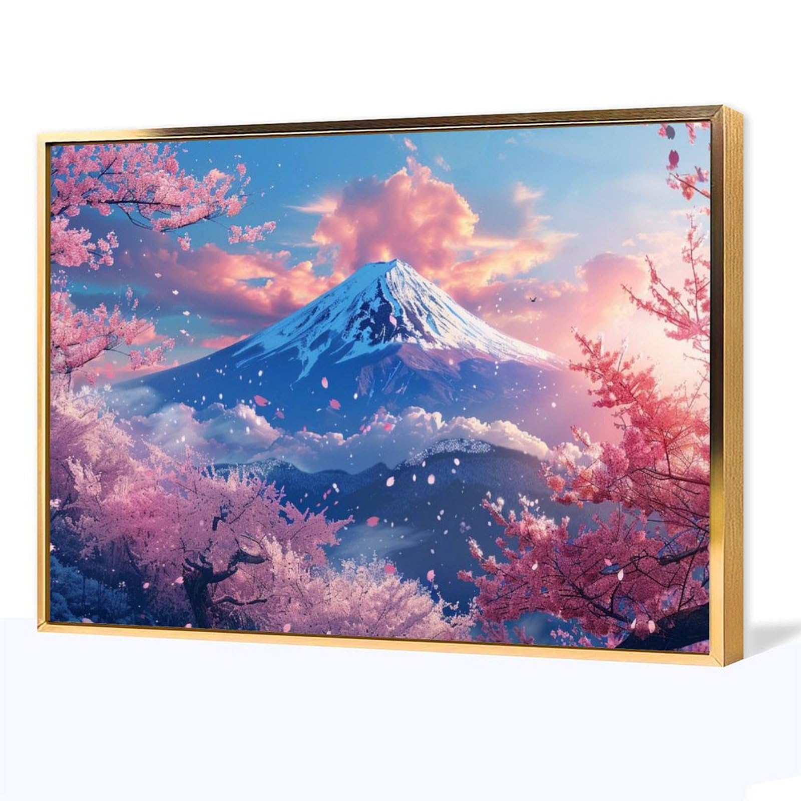 Amazon.co.jp: 絵画 富士山の下に咲く桜 アートパネル ポスター 美しい