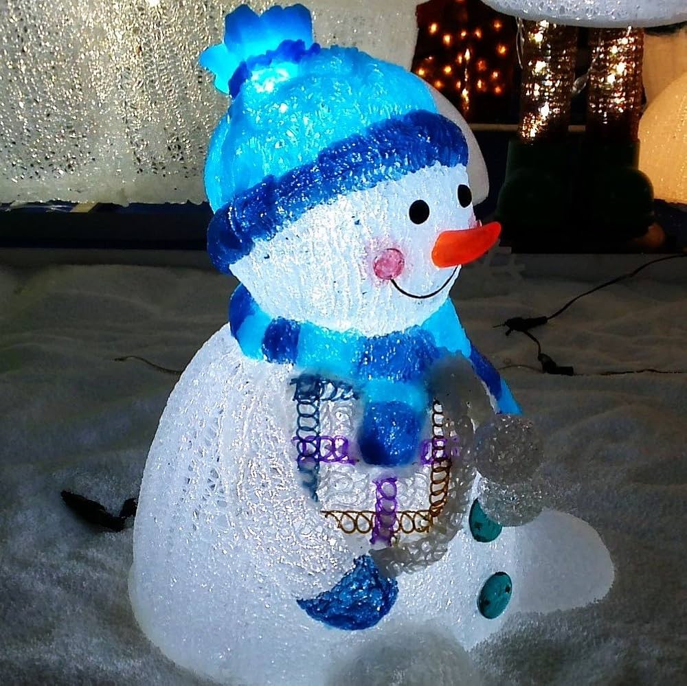 Amazon.co.jp: お洒落なスノーマン ブルー 寸法高さ38cm LED