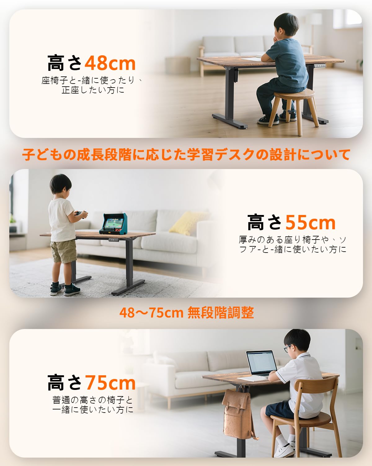 Amazon | Zontera 電動 昇降式ローデスク 高さ調整48-75cm ロータイプ