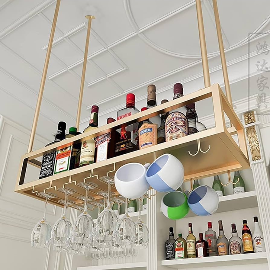 Amazon｜吊り下げワイングラスラック 天井脚付きグラスホルダー ワイン