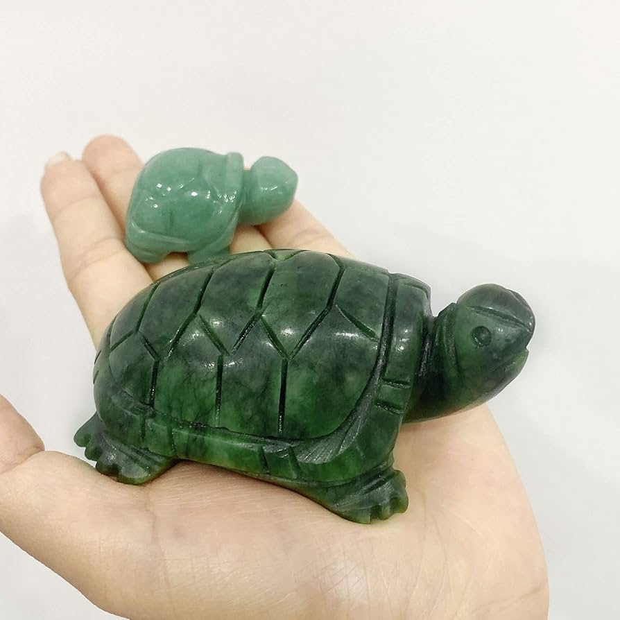 Amazon.co.jp: 翡翠亀像 天然翡翠宝石 かわいい動物の彫刻 長寿と幸運