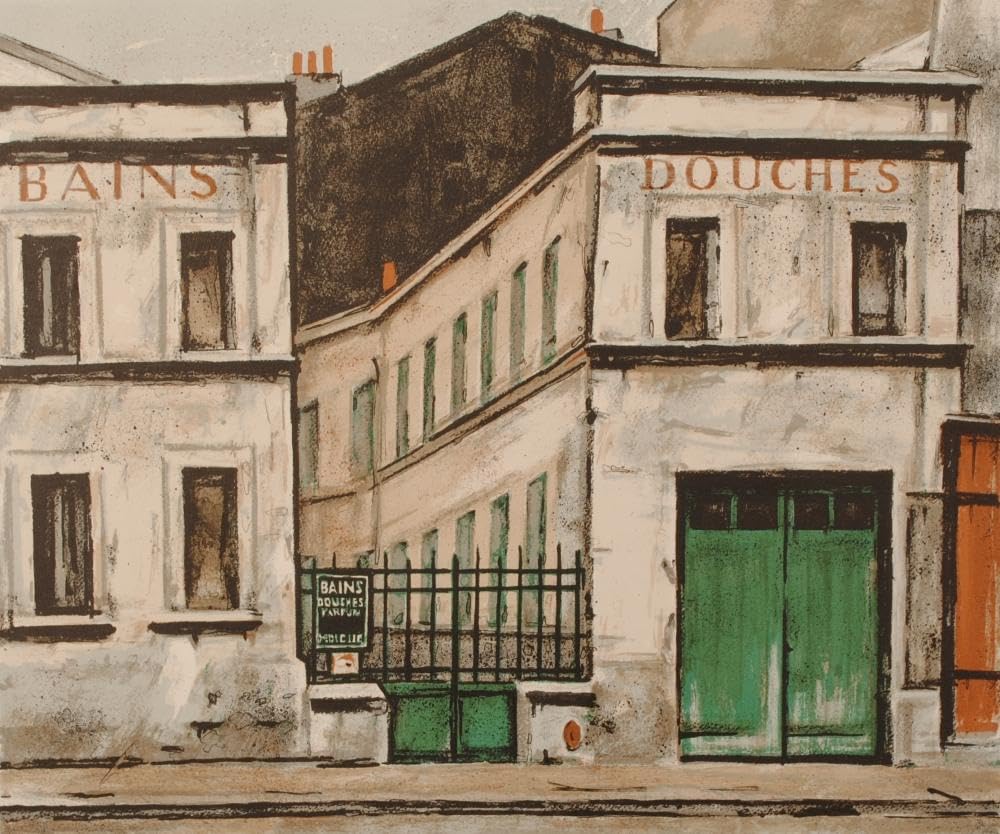 Amazon.co.jp: 荻須高徳 バン・ドゥーシュ パリ 絵画 風景画 公衆浴場