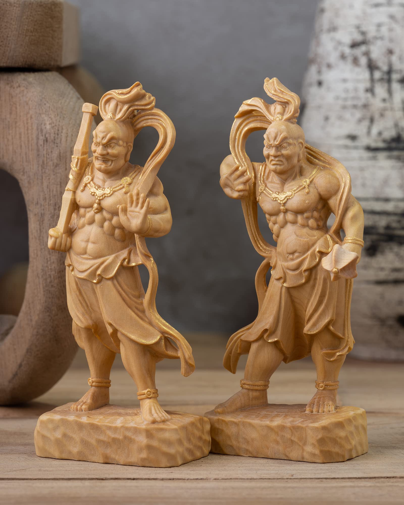 Amazon.co.jp: 極小仏 金剛力士 9cm（2体セット 木製：ツゲ 金泥仕上