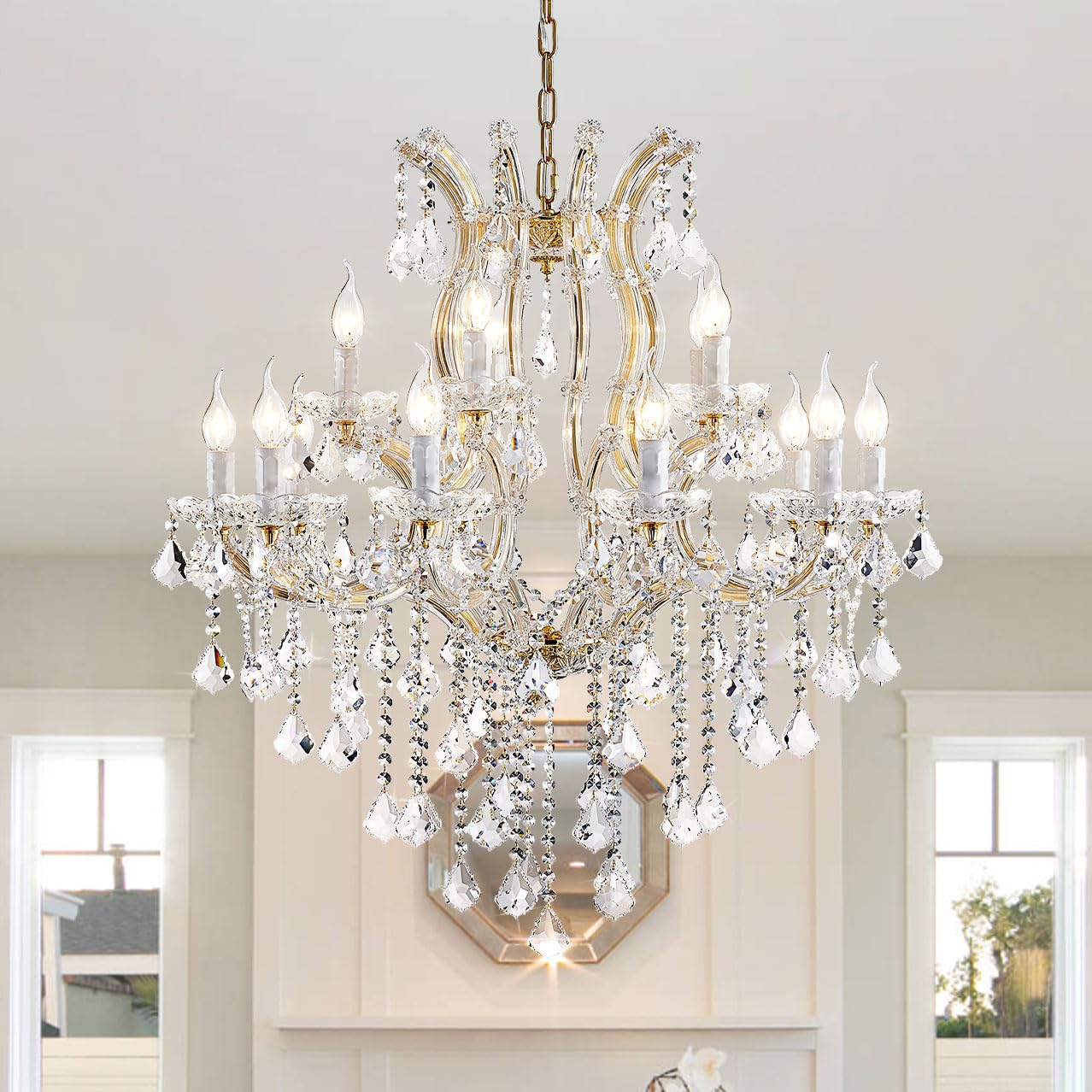 TMAFON Modern Gold Chandelier Light Fixture - Large Maria Theresa