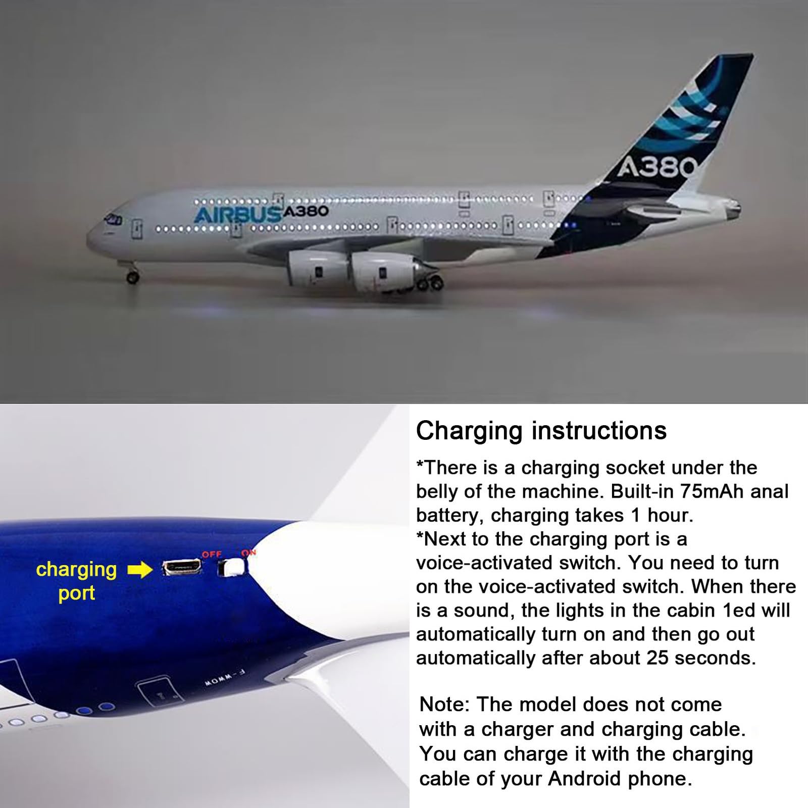 Amazon.co.jp: 18.1インチ 1:160 スケール モデル飛行機 エアバス A380