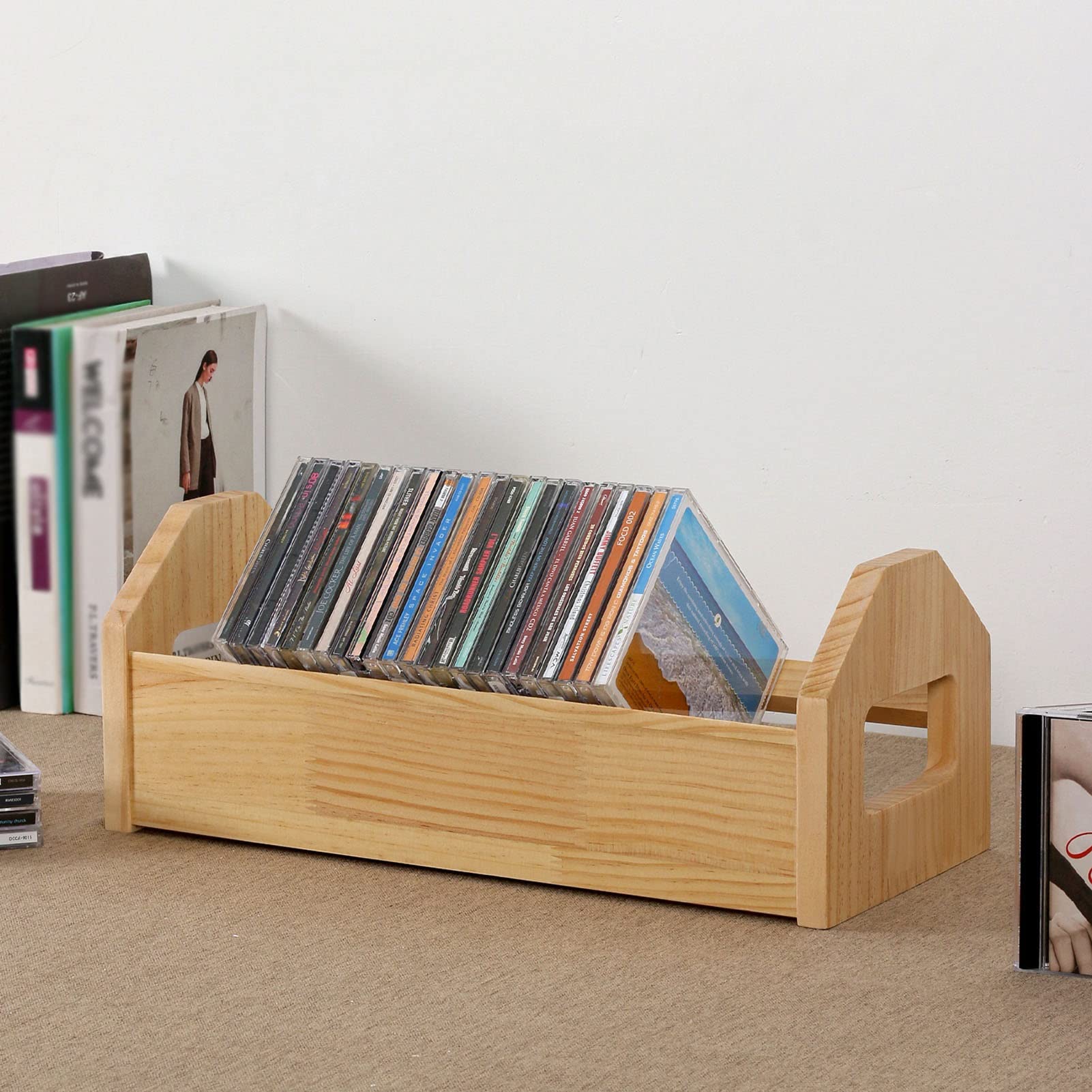 Amazon.co.jp: 無垢材 CDストレージラック DVDラック CDレコード