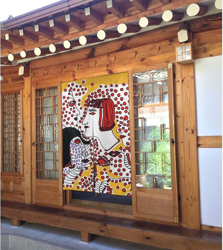 Amazon｜草間彌生 (3) のれん 間仕切り 目隠し 暖簾 ドアカーテン