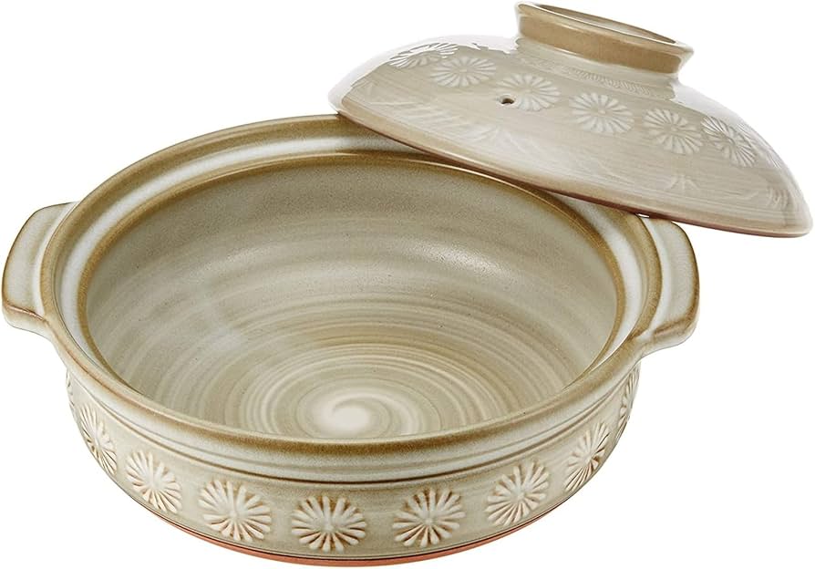 Amazon | 【正規品】 萬古焼 銀峯 土鍋 (深鍋) 10号 4-5人用 花三島 直