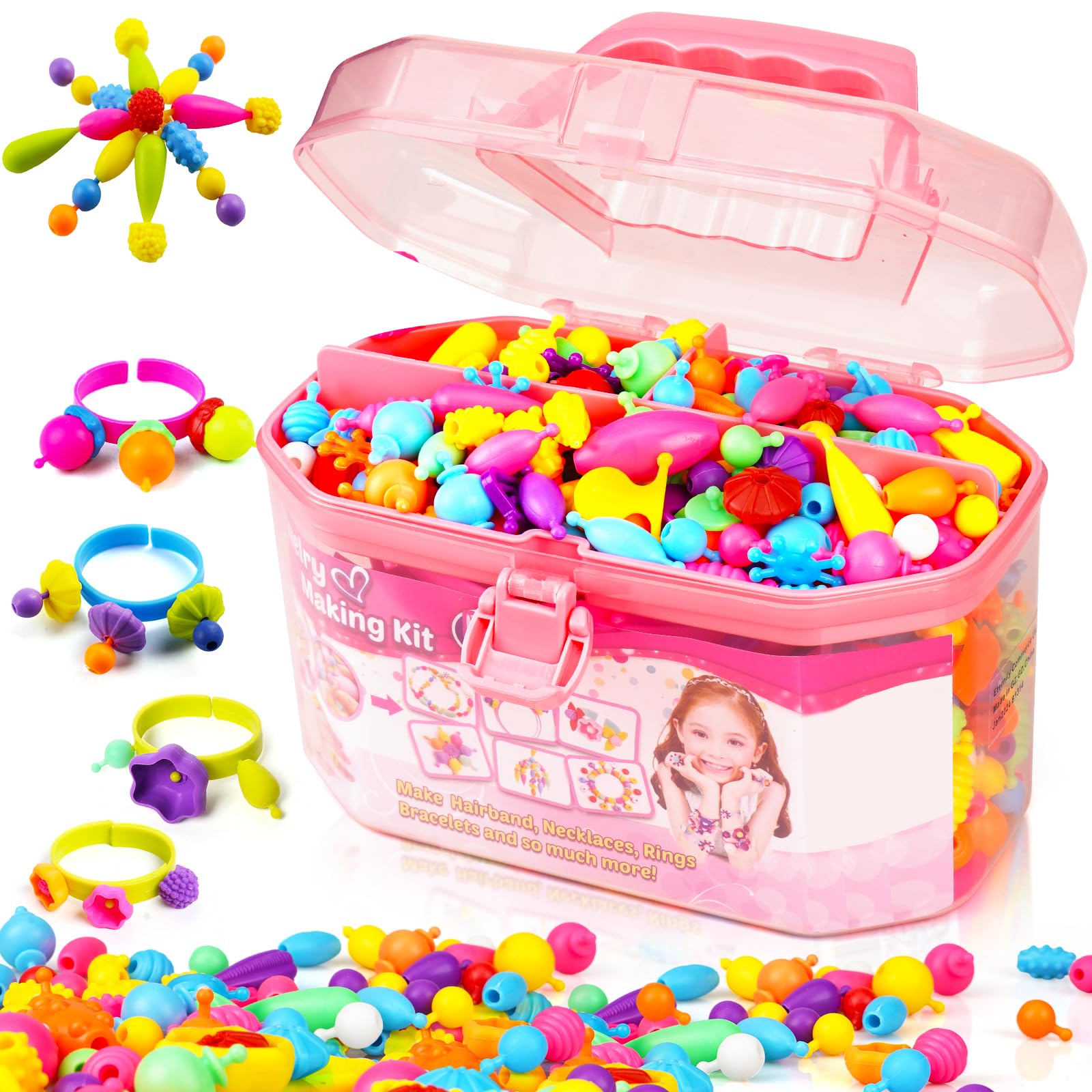 Amazon.com: FUNZBO 650pcs Pop Beads - Jewelry Making Kit for 3 4 5