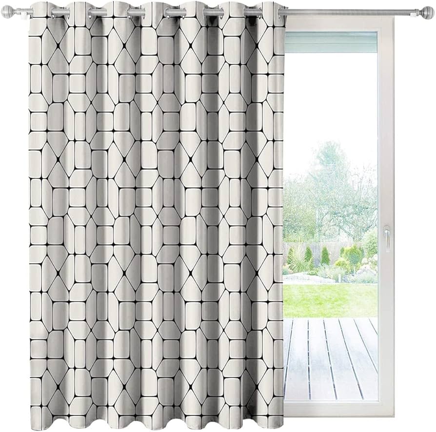 Amazon｜幾何学模様 遮光カーテン 寝室用 ベージュブラック 部屋を暗く