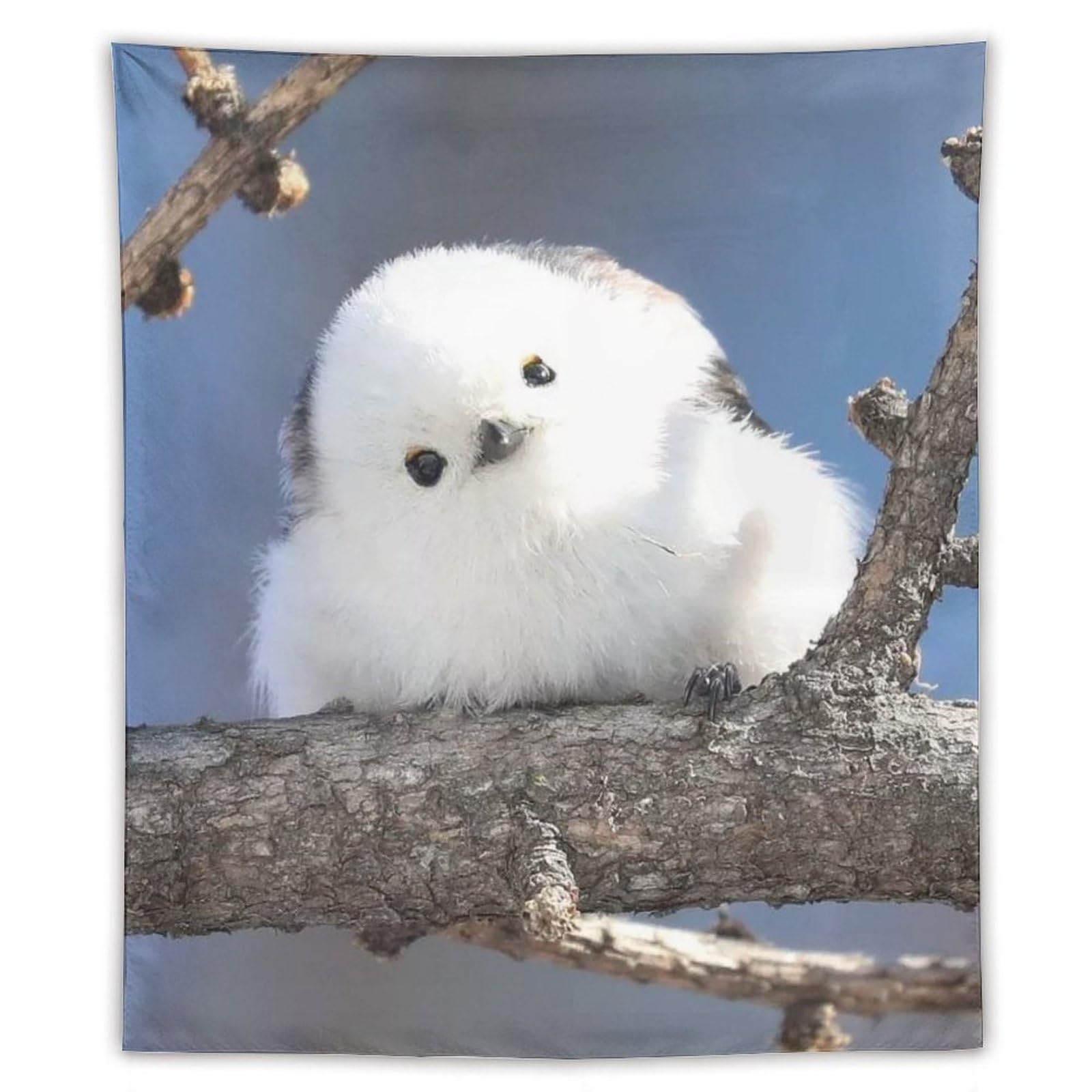 Amazon.co.jp: 枝に座っている白い鳥タペストリー 毛むくじゃらの