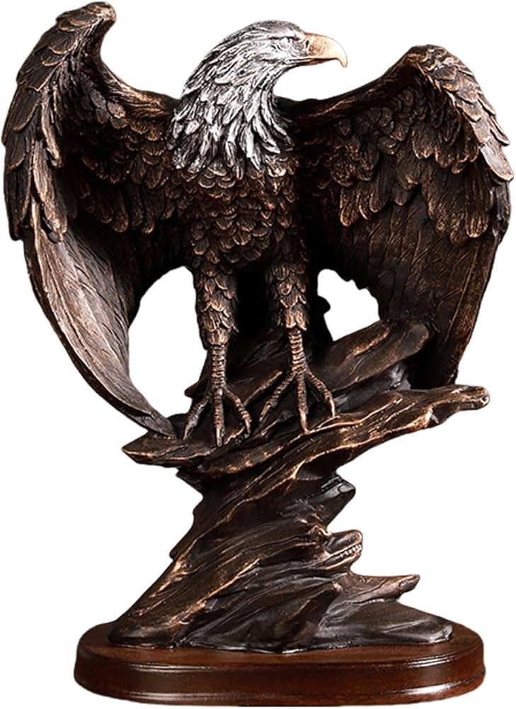 Amazon.co.jp: 鷲の像、鷲の飾り、白頭鷲の置物、ブロンズ樹脂の鷲の
