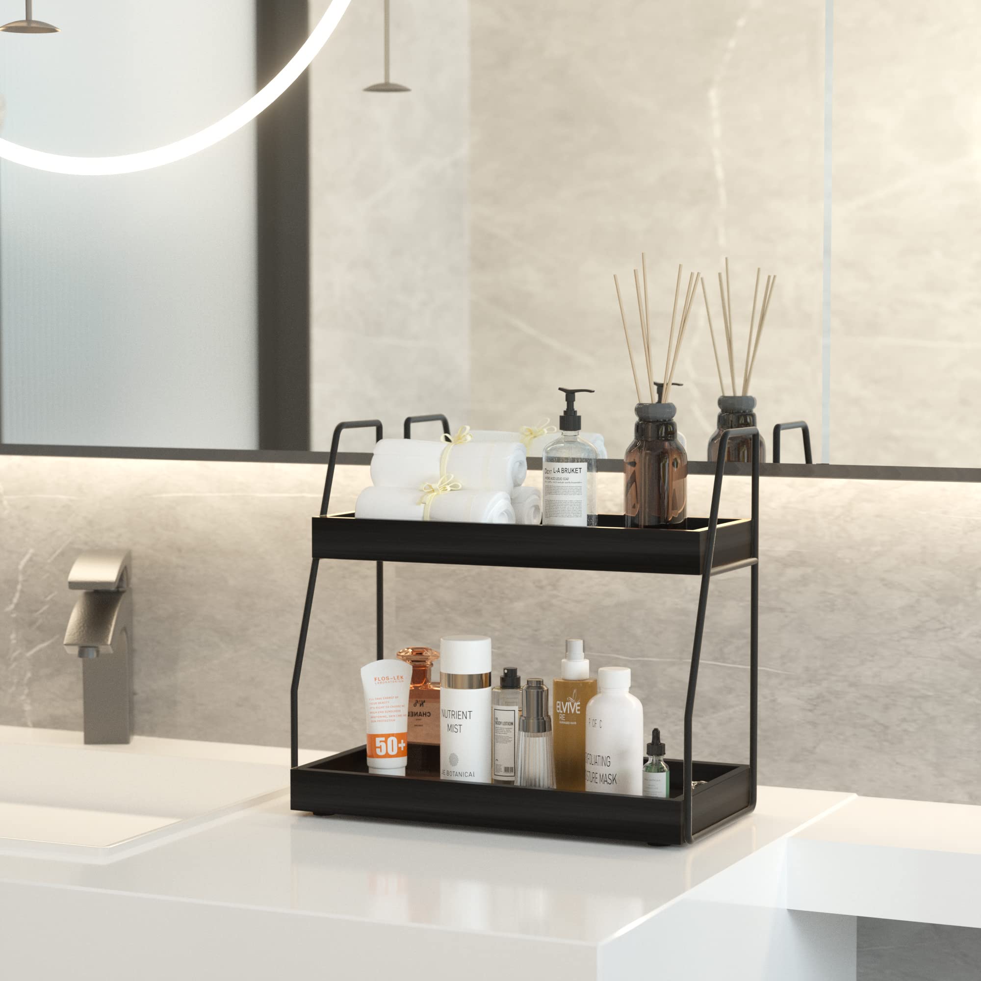 Amazon.com: ZGO 2-Tier Modern Bathroom Counter Organizer, Wooden