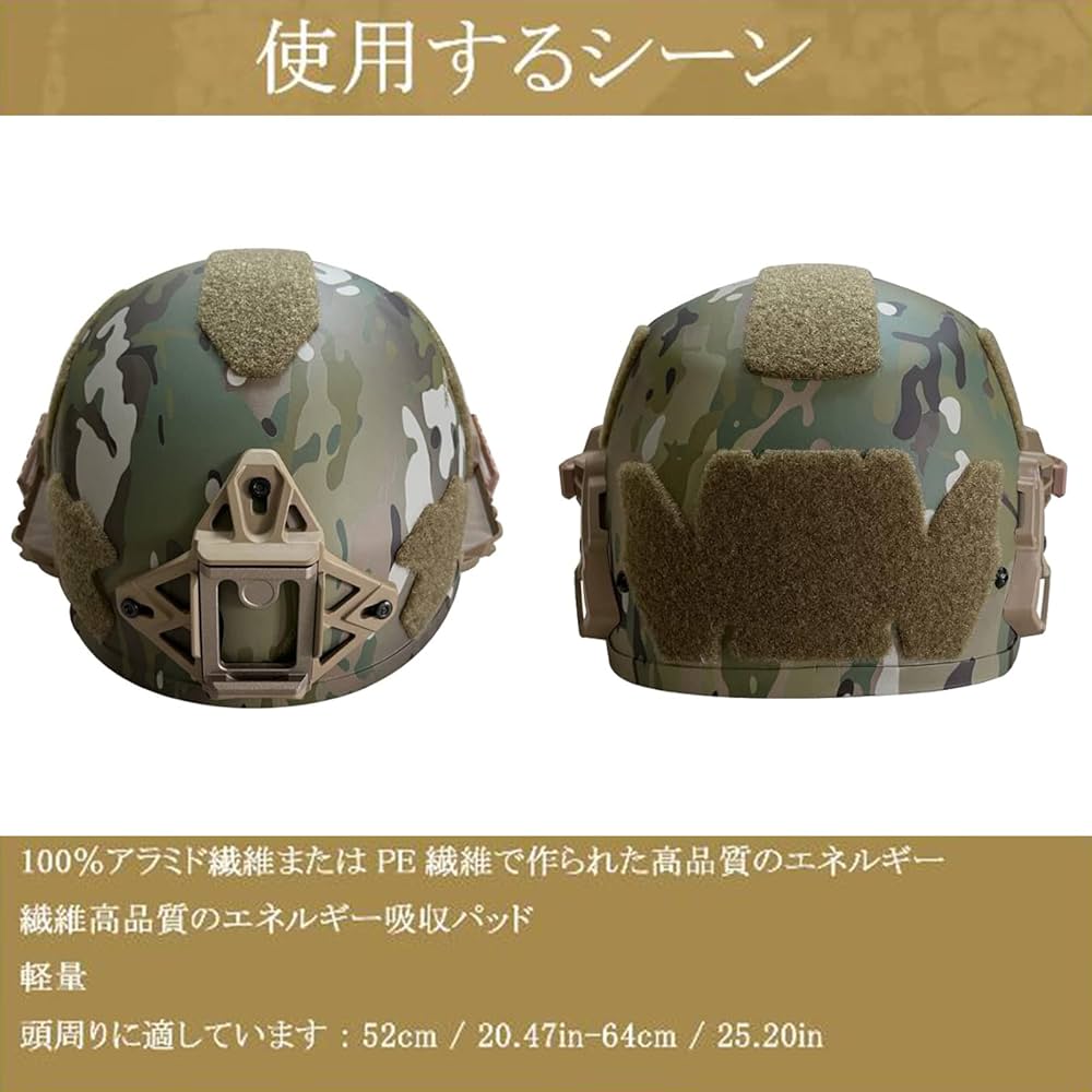 Amazon.co.jp: レベル3 ケブラー防弾ヘルメット、軽量タクティカル