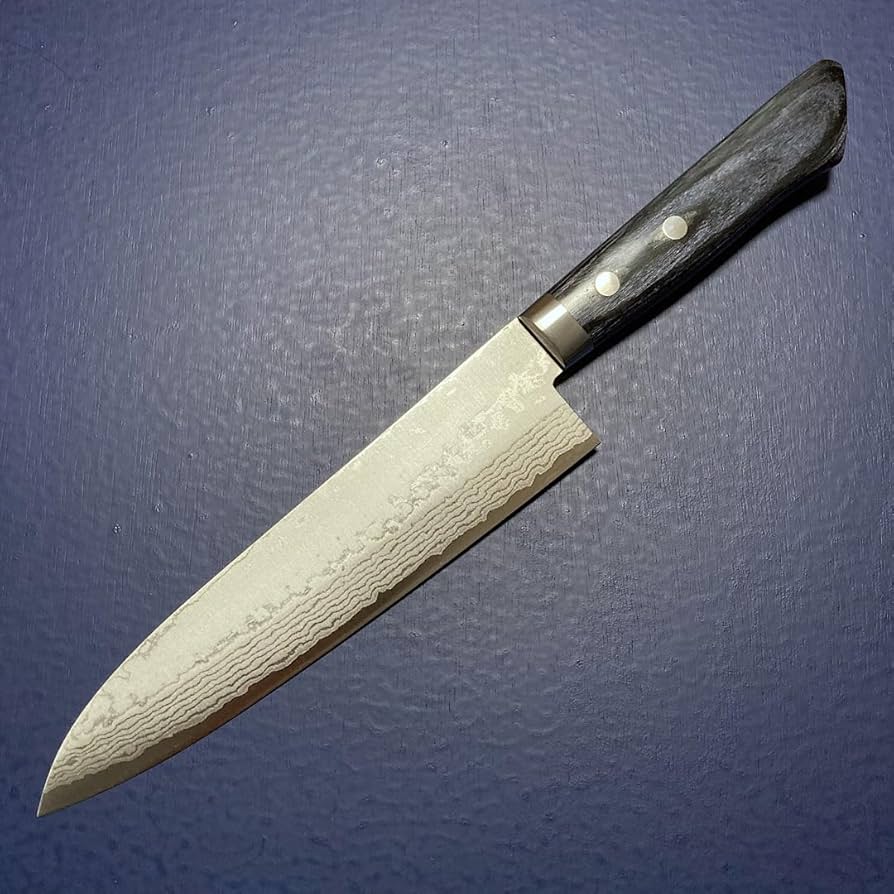 に*太様 本鍛造33層ダマスカスV金10号切付包丁210mm ブルーターコイズ