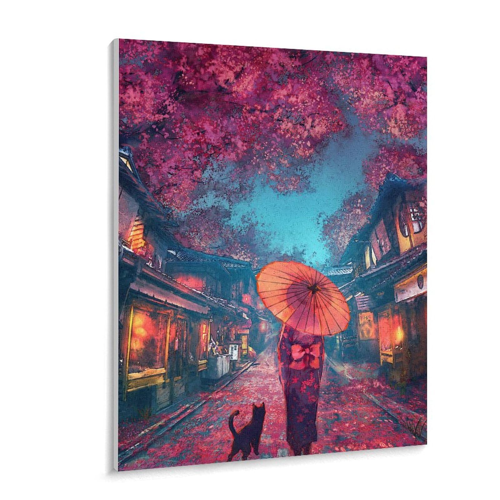 Amazon | 数字油絵 日本の街 和風 女の子 後ろ姿 挿絵 デジタル油絵