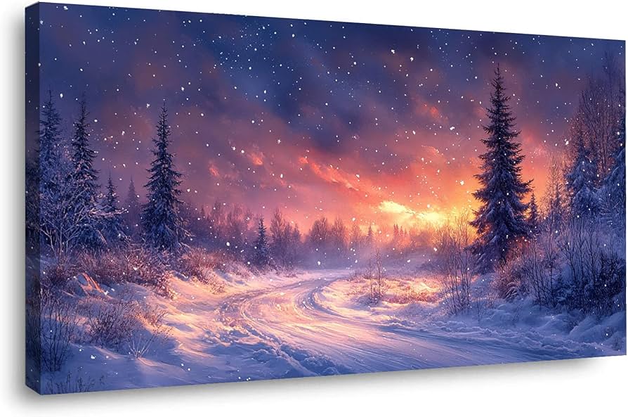 Amazon.co.jp: SHYAMIC 冬の森の雰囲気の美しさ 絵画, 美しい森の風景