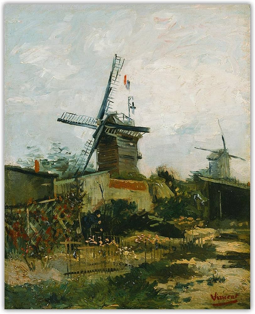 Amazon.co.jp: ゴッホ《モンマルトルの風車、1886》キャンバス絵画