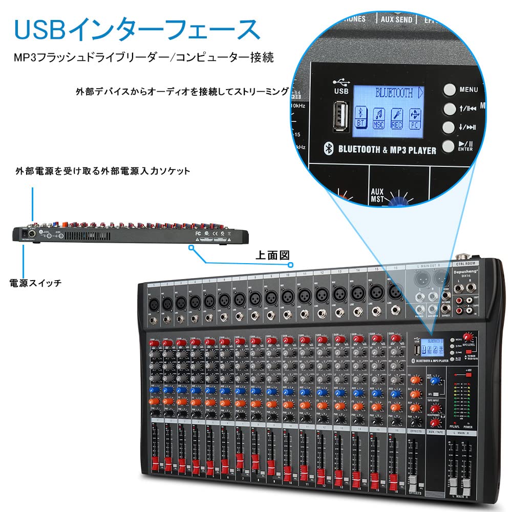 Amazon | Depusheng DX16 DJサウンドコントローラーインターフェースW