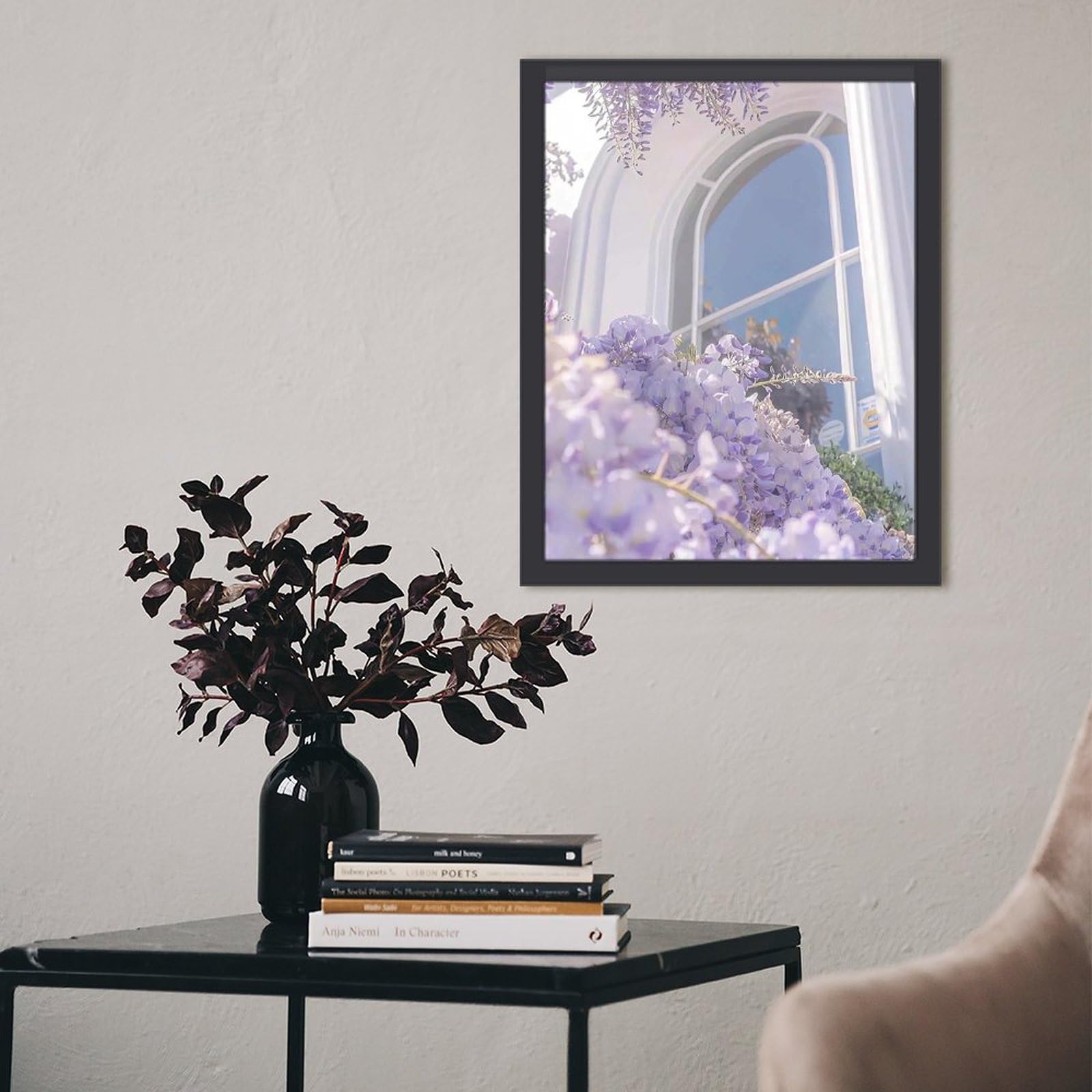 Amazon.co.jp: 窓の向こうに咲く紫の藤 絵画 絵 地中海スタイル アート