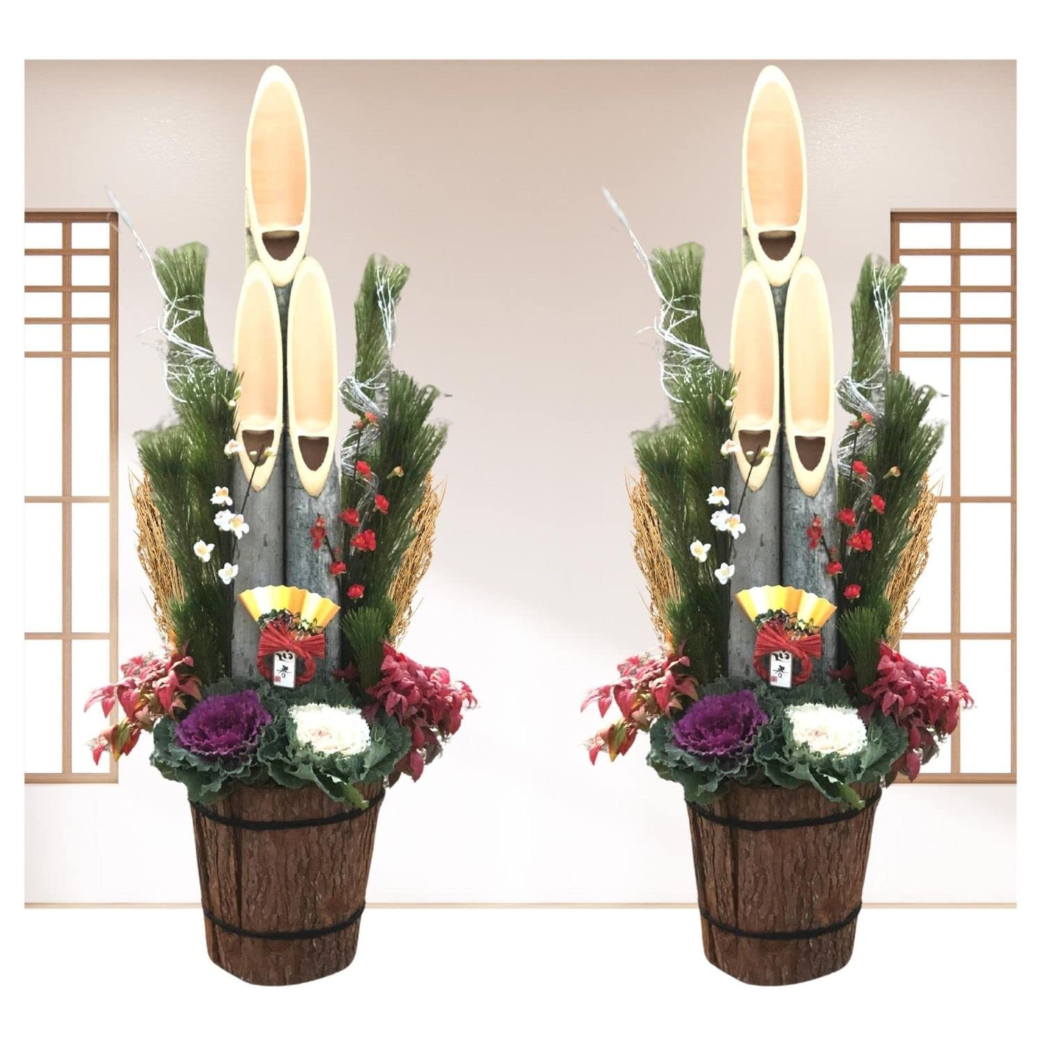 Amazon.co.jp: NEKOMI【生花門松シリーズ】縁起のいい笑い竹を使用した