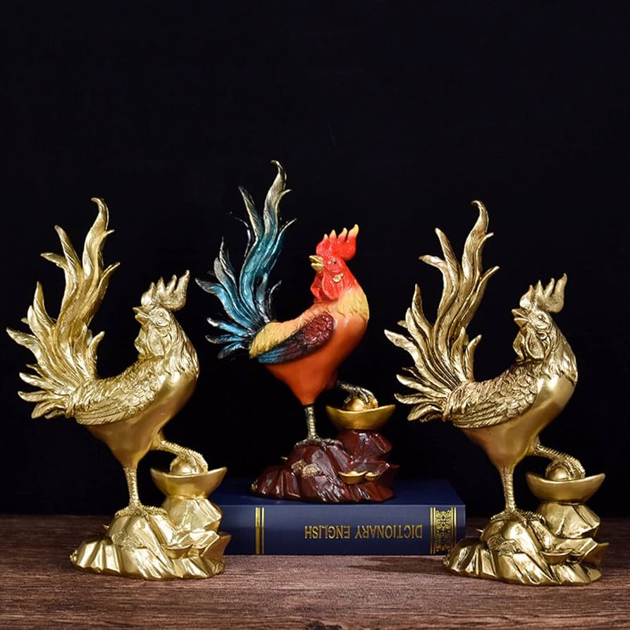 Amazon.co.jp: 干支酉(とり)置物銅製金鶏招き物商業興隆縁起物開運金運