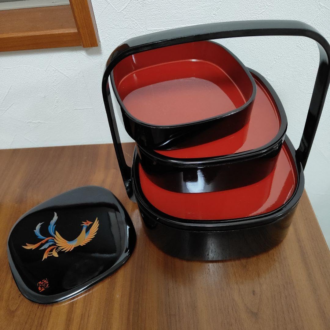 Amazon.co.jp: 山本寛斎デザイン 手提入子三段重 うるし ZENシリーズ