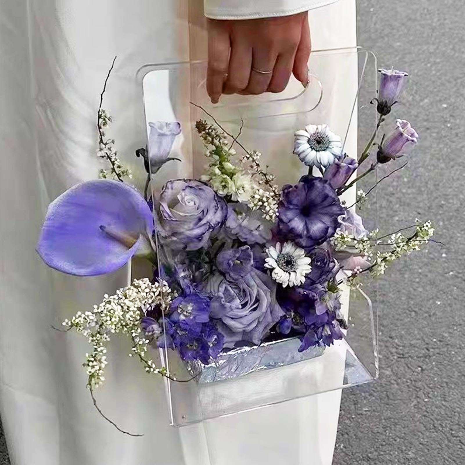 Amazon.co.jp: アクリル手持ち花瓶、クリアフラワーバッグ | 高級透明