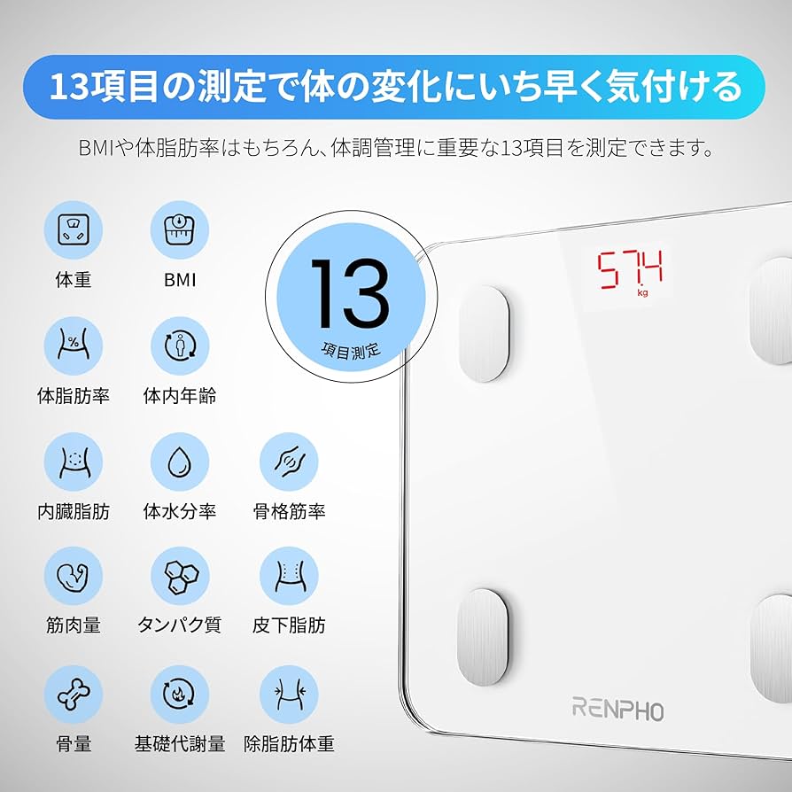 Amazon.co.jp: RENPHO レンフォ 体重計 体組成計 体脂肪計 高精度